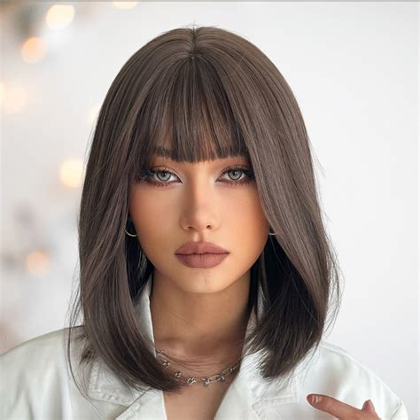 fringe bang wig|shoulder length wig with fringe.